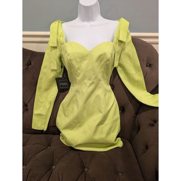 IEENA by Mac Duggal BOW SHOULDER LONG SLEEVE SWEETHEART FITTED MINI DRESS size 4 - Picture 1 of 16